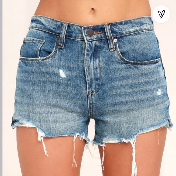 Blank NYC Pin-Up High Rise Distressed Shorts - Medium Wash - Picture 5 of 9